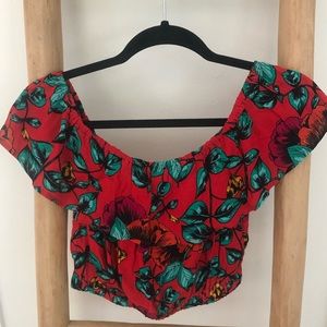Floral Minkpink Off Shoulders Crop Top